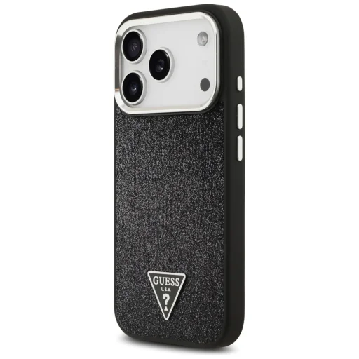 iPhone 17 Pro Guess Glitter Triangle Logo MagSafe fekete tok - 2