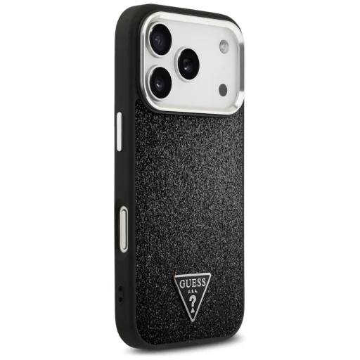 iPhone 17 Pro Guess Glitter Triangle Logo MagSafe fekete tok - 4