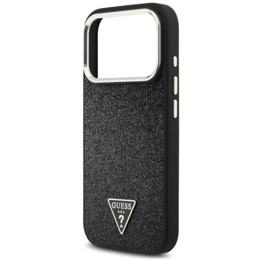 iPhone 17 Pro Guess Glitter Triangle Logo MagSafe fekete tok - 6