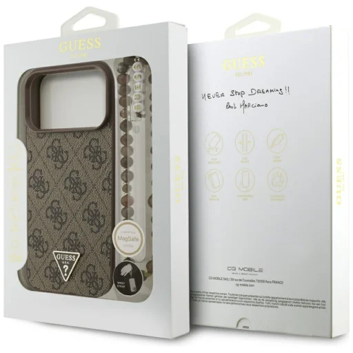 iPhone 17 Pro Max Guess 4G Szíjas Háromszög Logó MagSafe tok barna - 8