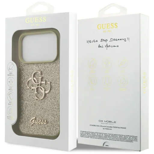 iPhone 17 Pro Guess Fixed Glitter Big 4G arany tok - 8