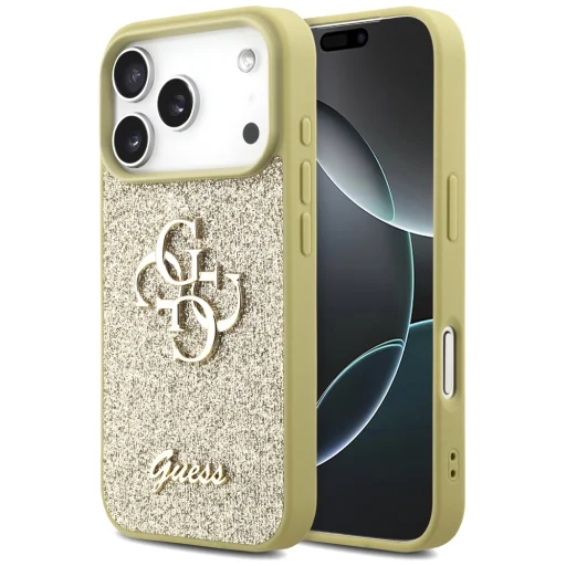 iPhone 17 Pro Guess Fixed Glitter Big 4G arany tok - 1