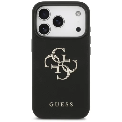 iPhone 17 Pro Guess Grained Big 4G & Classic Logo fekete tok - 3