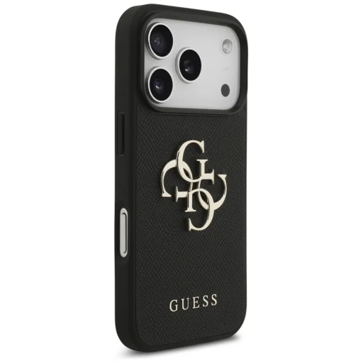 iPhone 17 Pro Guess Grained Big 4G & Classic Logo fekete tok - 4