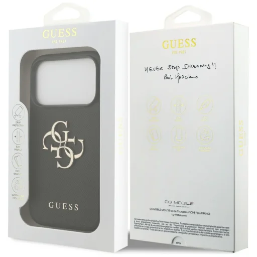 iPhone 17 Pro Guess Grained Big 4G & Classic Logo fekete tok - 8