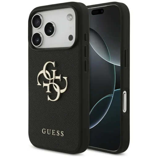 iPhone 17 Pro Guess Grained Big 4G & Classic Logo fekete tok - 1