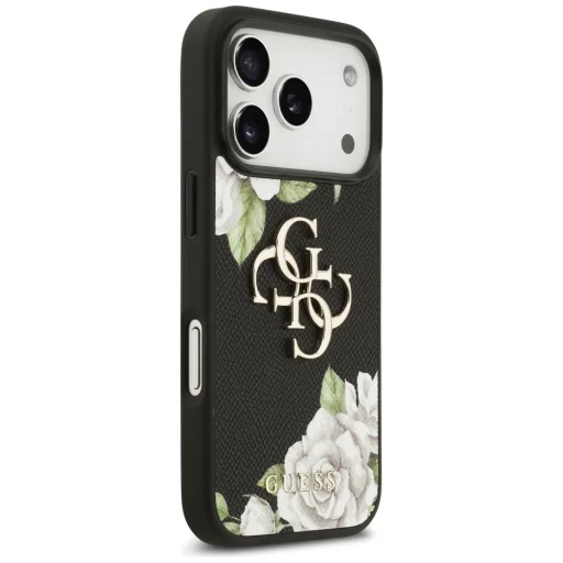iPhone 17 Pro Case Guess Grained Roses & Big 4G Logo fekete tok - 4