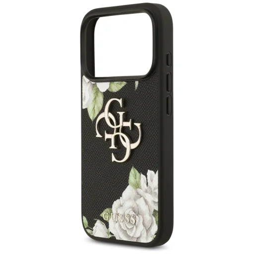 iPhone 17 Pro Case Guess Grained Roses & Big 4G Logo fekete tok - 6