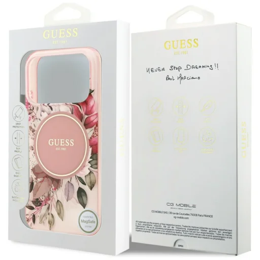 iPhone 17 Pro Max Pink Guess IML Flower & Tonal Circle MagSafe (GUHMP17XHFWBDCEP) tok - 7