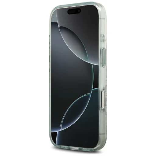  iPhone 18 Pro Max / iPhone 17 Pro Max zöld Guess IML virágmintás, gyöngypántos MagSafe tok - 5