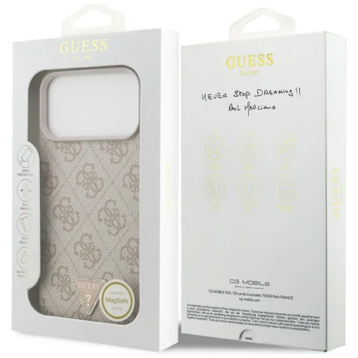 iPhone 17 Pro Max Guess bőr 4G Triangle Strass MagSafe tok rózsaszín tok - 8