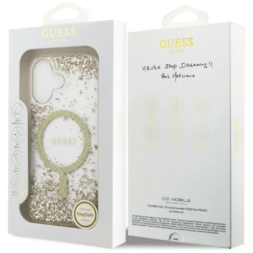 iPhone 17 Guess Resin Bottom Glitter MagSafe tok arany - 8