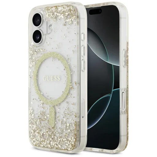iPhone 17 Guess Resin Bottom Glitter MagSafe tok arany - 1