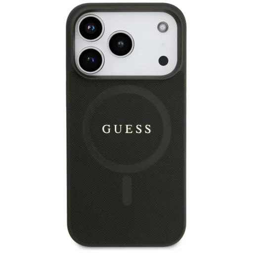 iPhone 17 Pro Guess Saffiano Classic Logo MagSafe fekete tok - 3