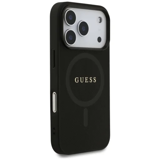 iPhone 17 Pro Guess Saffiano Classic Logo MagSafe fekete tok - 4