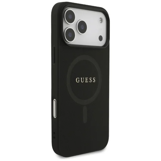 iPhone 17 Pro Max Guess Saffiano Classic Logo MagSafe fekete tok - 4
