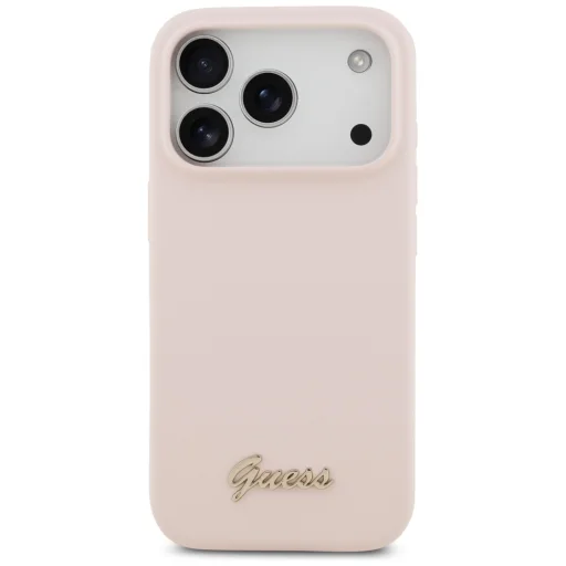 iPhone 17 Pro Guess Silicone Script Metal Logo MagSafe tok rózsaszín - 3
