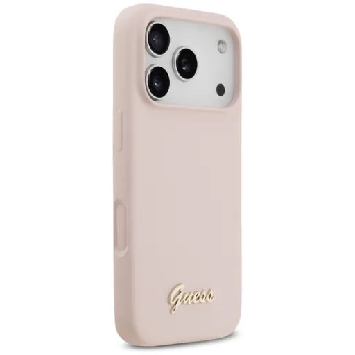 iPhone 17 Pro Guess Silicone Script Metal Logo MagSafe tok rózsaszín - 4