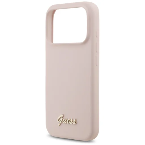 iPhone 17 Pro Guess Silicone Script Metal Logo MagSafe tok rózsaszín - 6