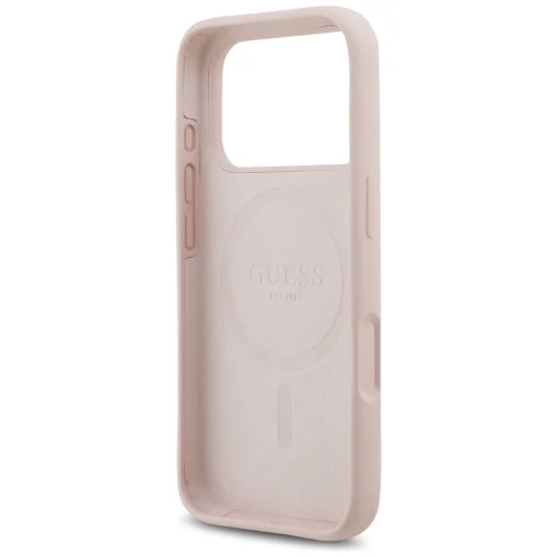 iPhone 17 Pro Guess Silicone Script Metal Logo MagSafe tok rózsaszín - 7