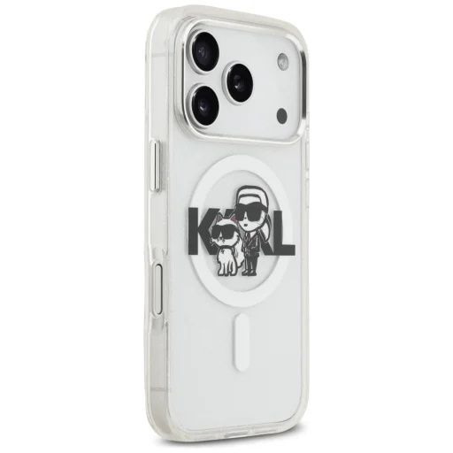 iPhone 17 Pro Karl Lagerfeld IML Glitter Karl & Choupette Sketch Logo MagSafe tok átlátszó - 4