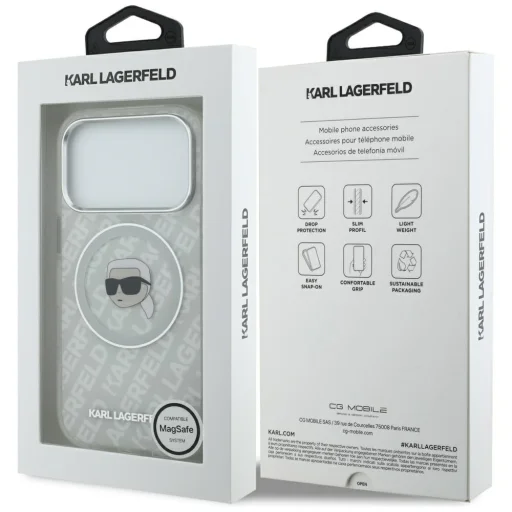iPhone 17 Pro Karl Lagerfeld IML Karl Head Logo MagSafe szürke tok - 8
