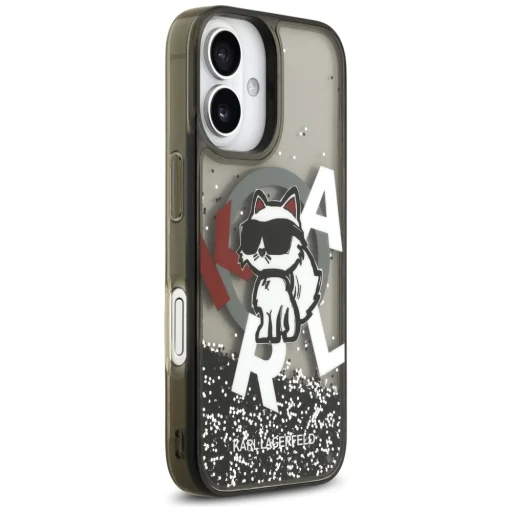 iPhone 17 Karl Lagerfeld Liquid Glitter Choupette Logo MagSafe fekete tok - 4