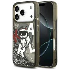 iPhone 17 Pro Karl Lagerfeld Liquid Glitter Choupette Logo MagSafe fekete tok