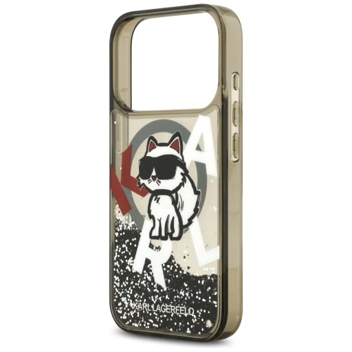 iPhone 17 Pro Karl Lagerfeld Liquid Glitter Choupette Logo MagSafe fekete tok - 6
