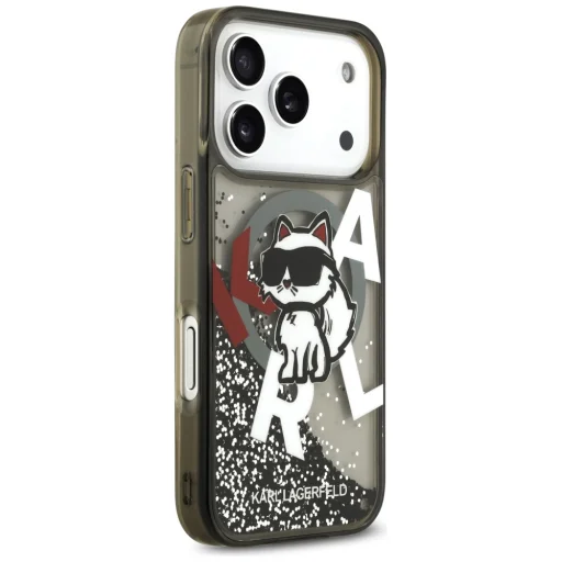 iPhone 17 Pro Karl Lagerfeld Liquid Glitter Choupette Logo MagSafe fekete tok - 4