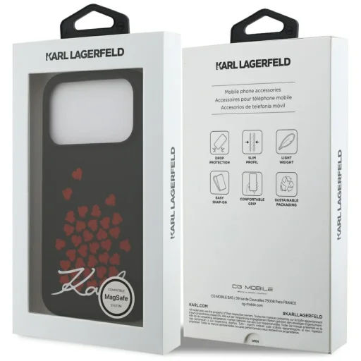 iPhone 17 Pro Karl Lagerfeld Szilikon Szív Jel Logo MagSafe tok fekete - 8