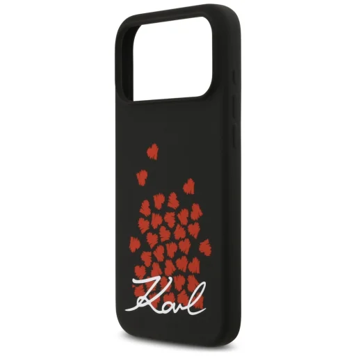 iPhone 17 Pro Max Karl Lagerfeld Silicone Heart Sign Logo MagSafe tok fekete - 6