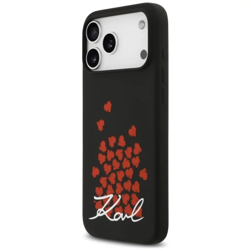 iPhone 17 Pro Max Karl Lagerfeld Silicone Heart Sign Logo MagSafe tok fekete - 2