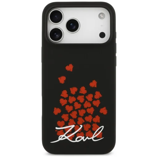 iPhone 17 Pro Max Karl Lagerfeld Silicone Heart Sign Logo MagSafe tok fekete - 3