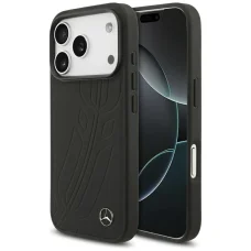 iPhone 17 Pro Mercedes Leather Large Laurel Leave MagSafe tok fekete