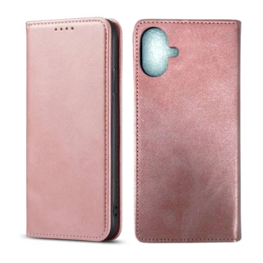 iPhone 17 mágneses PU bőr fliptok kártyatartóval pánt nélküli rózsaszín Alphajack - 5