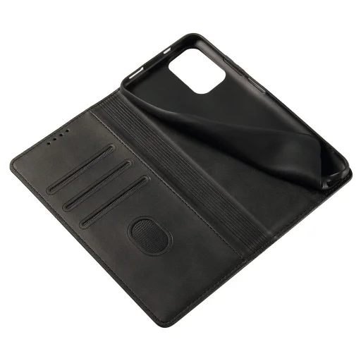 Samsung Galaxy A07 mágneses PU bőr fliptok kártyatartóval fekete Alphajack - 3