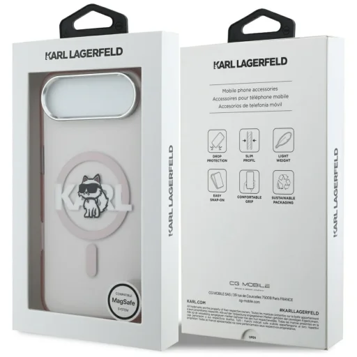 iPhone 17 Air Karl Lagerfeld - IML MagSafe Sketch Logo - Pink Choupette tok - 7