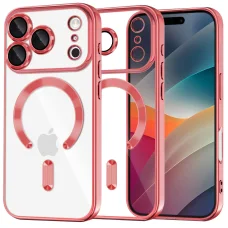 iPhone 17 Pro Piros Techsuit Luxury Crystal MagSafe tok