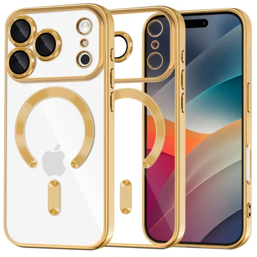 iPhone 17 Pro Arany Techsuit - Luxury Crystal MagSafe tok - 1