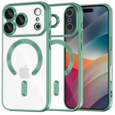 Apple iPhone 17 Pro Light Green Techsuit - Luxury Crystal MagSafe tok