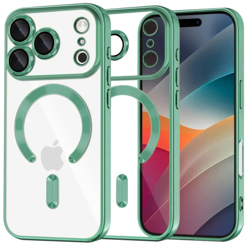 iPhone 17 Pro Max Techsuit - Luxury Crystal MagSafe - Világos Zöld tok - 1