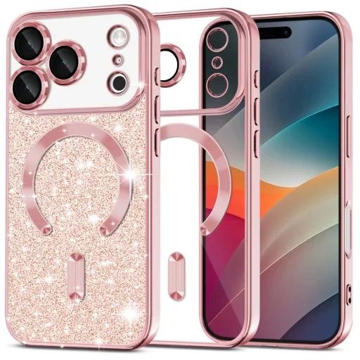 iPhone 17 Pro Max Techsuit - Luxury Glitter MagSafe - Rose Gold tok - 1