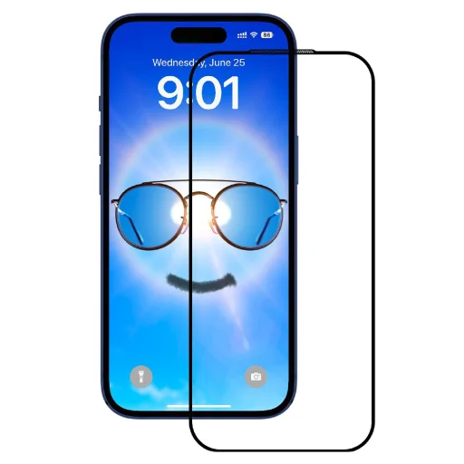 iPhone 17 Pro Max Fekete ANANK - 2.5D fényvisszaverődésmentes képernyővédő üvegfólia - 1