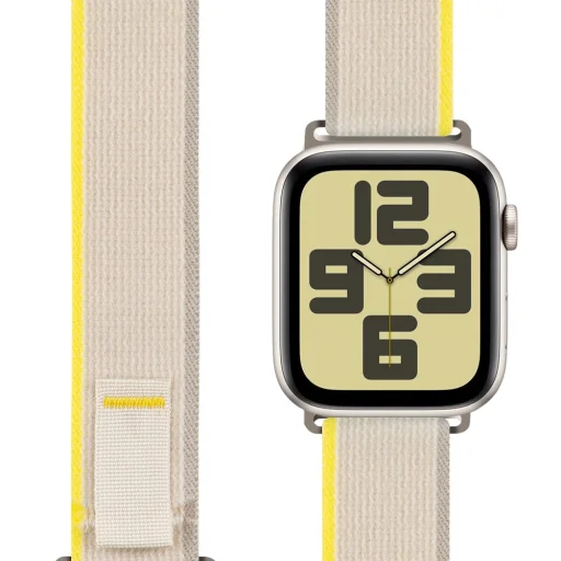 OBAL:ME Textil szíj Apple Watch 42-49mm M-L Bézs/Sárga, - 1