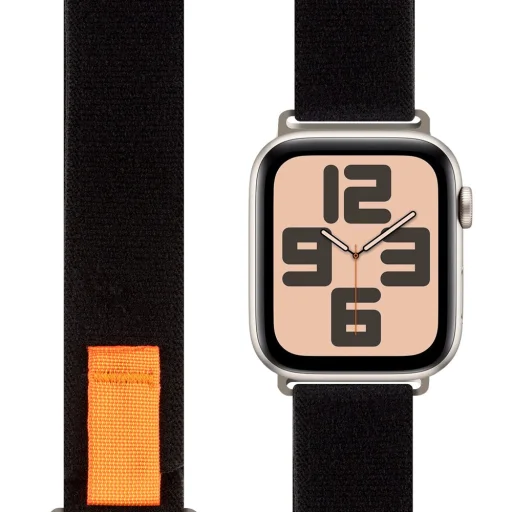 OBAL:ME Textil Szíj Apple Watch 42-49mm M-L Fekete/Narancs - 1