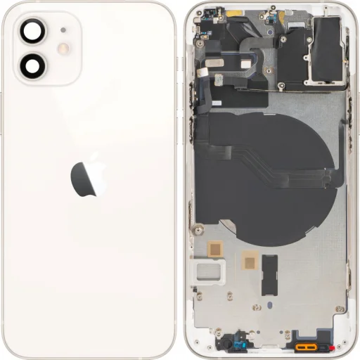 Akkumulátorfedél középső kerettel Apple iPhone 12, Fehér, Leszerelt (Grade A) - 1