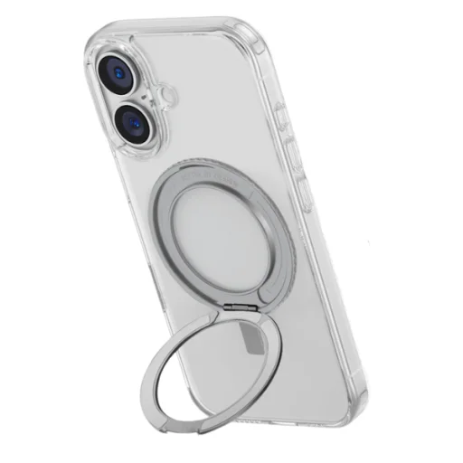 Uniq Swivix 360 Forgatható Kitámasztható Tok iPhone 16 - Átlátszó - 6