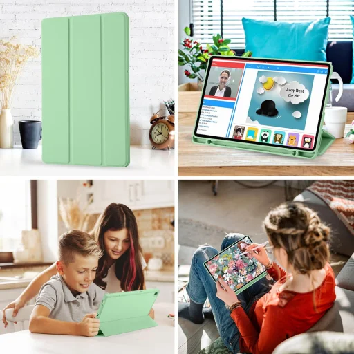 Samsung Galaxy Tab S6 Lite (2020/2022/2024) Matcha Zöld Techsuit Flex Trifold (ceruzatartóval) tok - 3