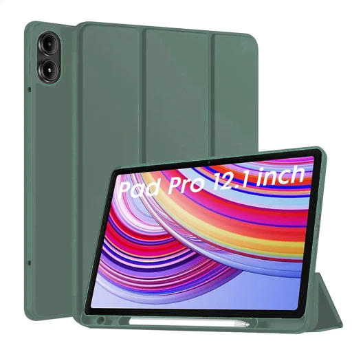 Xiaomi Redmi Pad Pro / Poco Pad Zöld Techsuit - Flex Trifold (with Pencil Holder) tok - 1